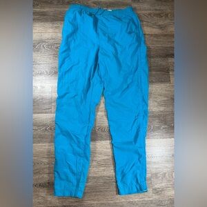 Vtg 80s Nike Track Pants Women M Aqua Blue Windbreaker Pants Side Pockets